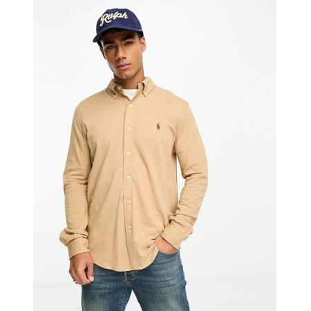Polo Ralph Lauren - Piqué overhemd met icoonlogo in gemêleerd camel-Neutraal