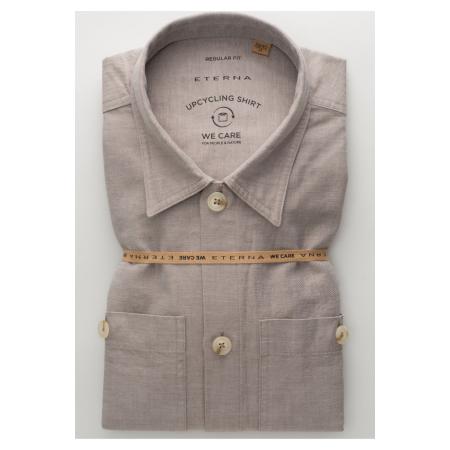 ETERNA Linnen Overhemd zand, Effen