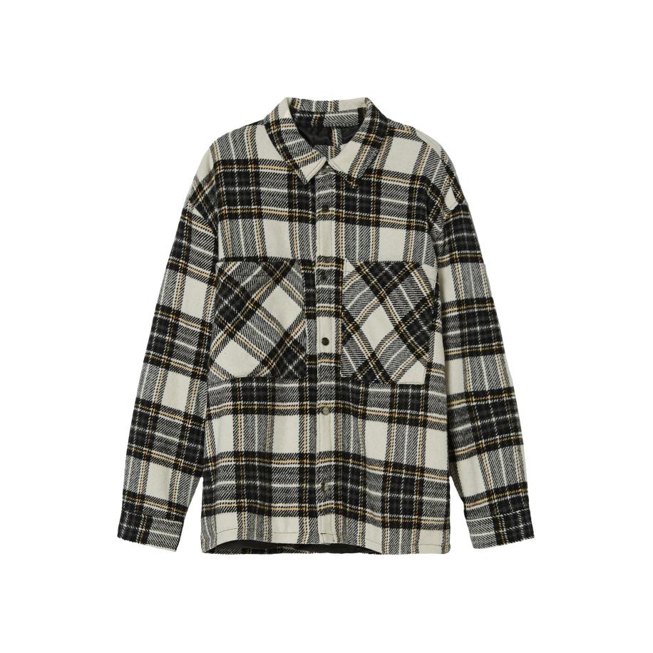 Bershka Bershka Overhemd ecru / sand / zwart -