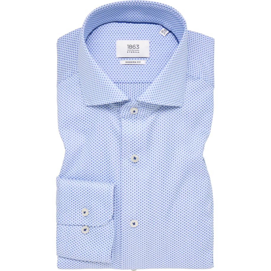 ETERNA 1863 Overhemd blauw, Gestructureerd Blauw