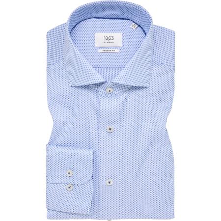 ETERNA 1863 Overhemd blauw, Gestructureerd