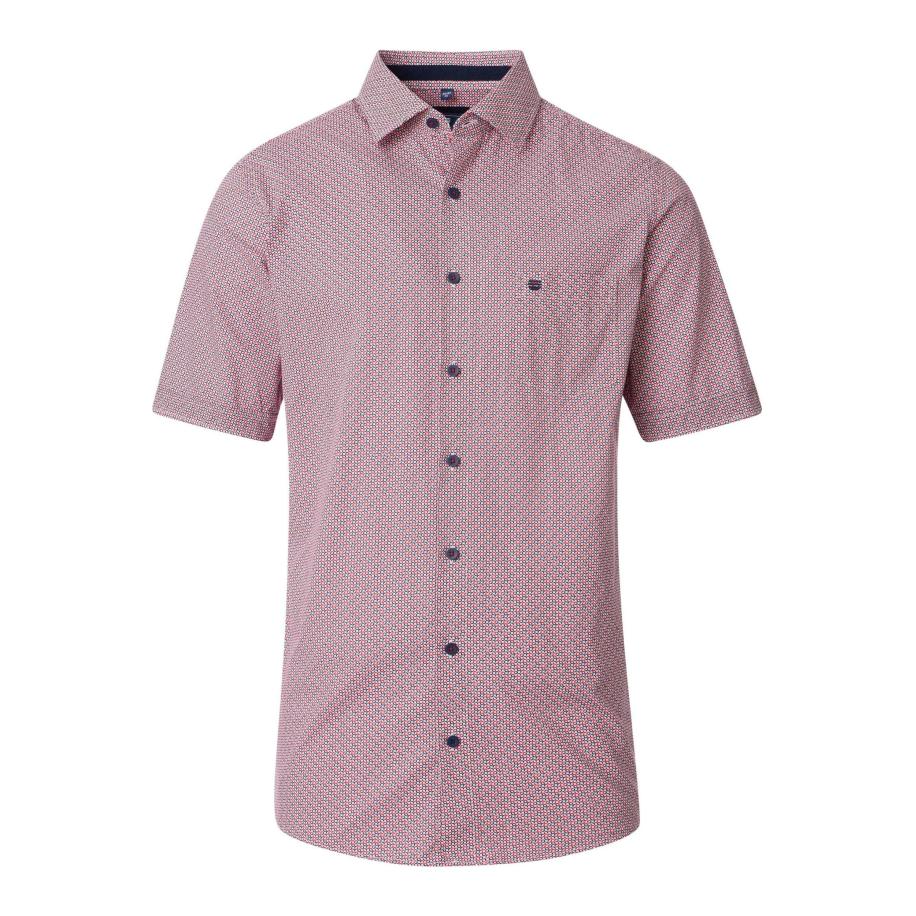 Redmond Casual Overhemd Korte mouw rood Rood