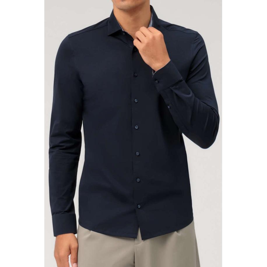 OLYMP Level Five 24/Seven Jersey shirt marine, Effen Blauw