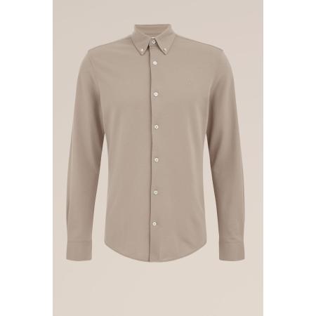 Fundamentals heren Tall fit overhemd van piquéjersey - Slim/Tall fit - Grijsgroen - Katoen - Maat: M