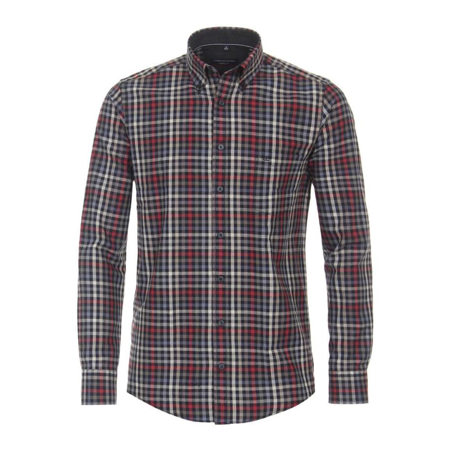 Casa Moda Casual Overhemd rood, Ruit Rood