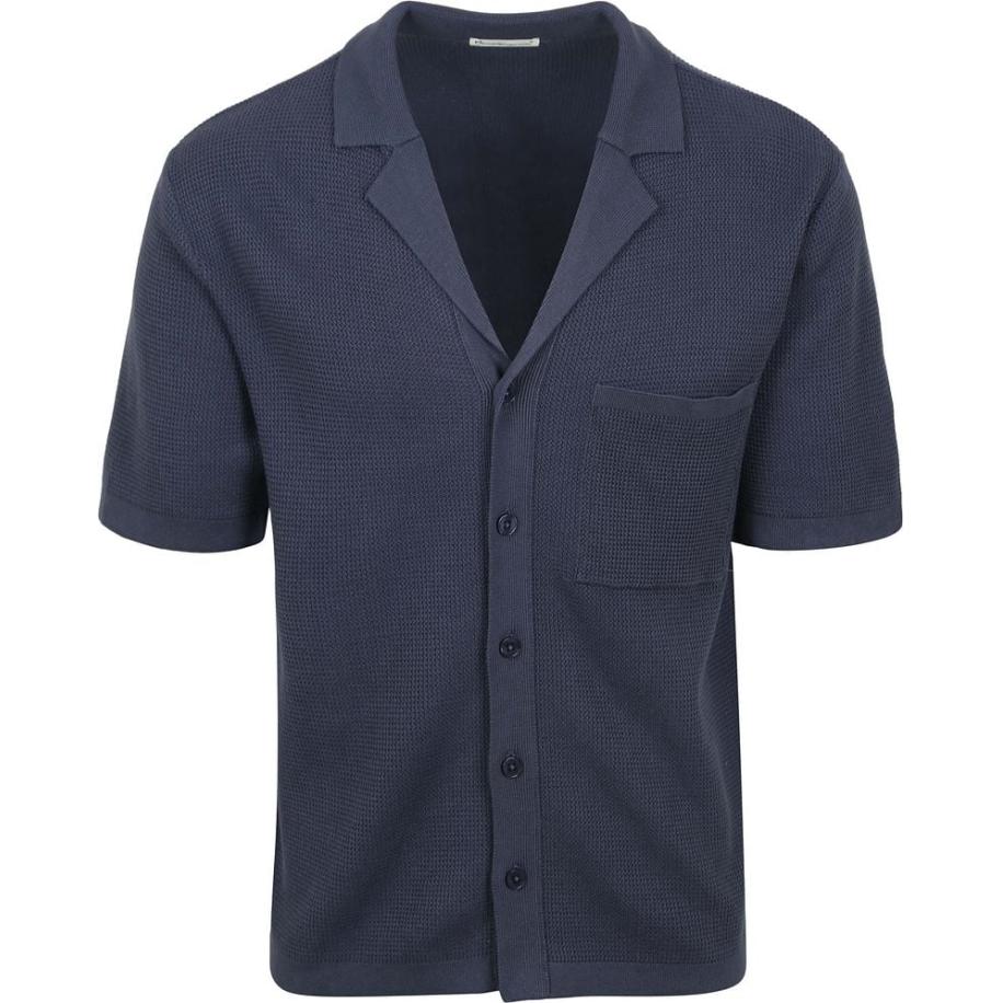 KnowledgeCotton Apparel Knitted Top Donkerblauw Blauw