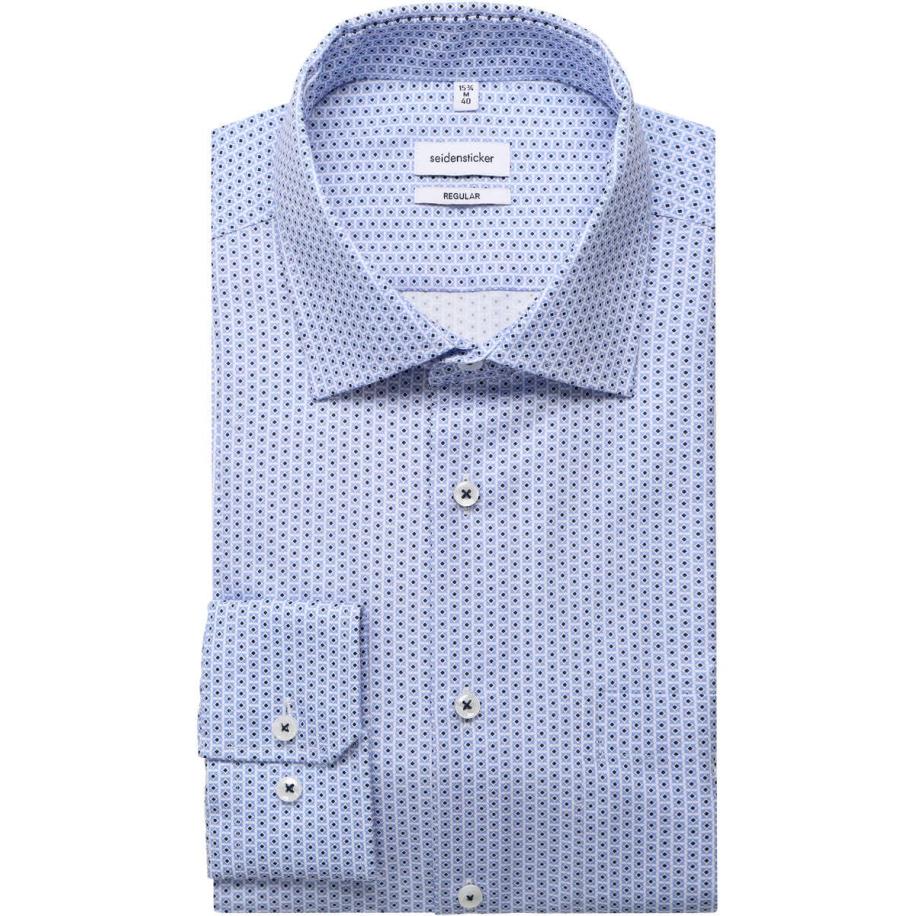 Seidensticker Overhemd lichtblauw, Bedrukt Blauw