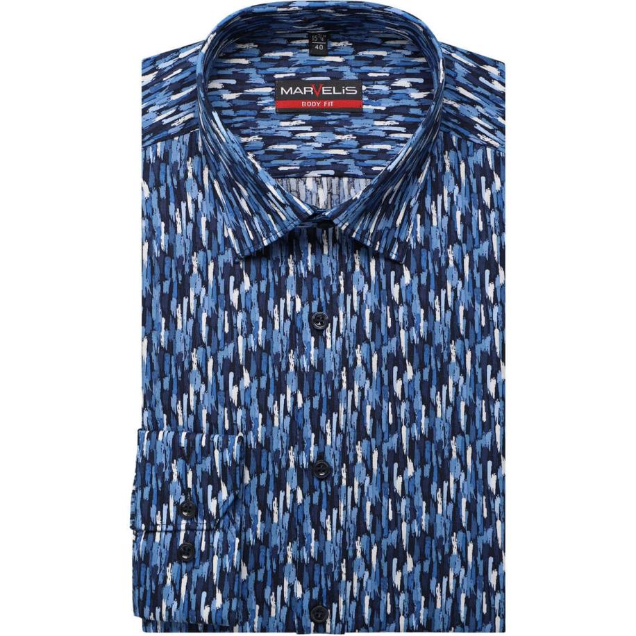 Marvelis Overhemd donkerblauw/blauw, Motief Blauw