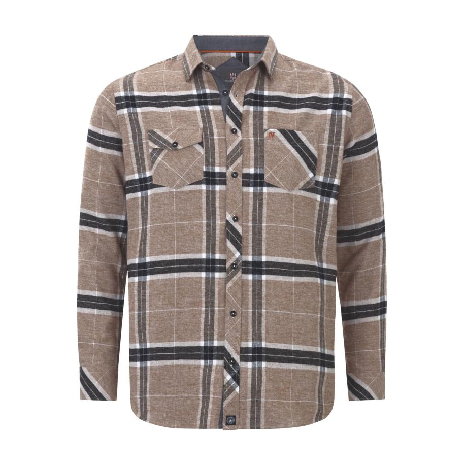 Jan Vanderstorm Flanellen Overhemd bruin, Ruit Bruin