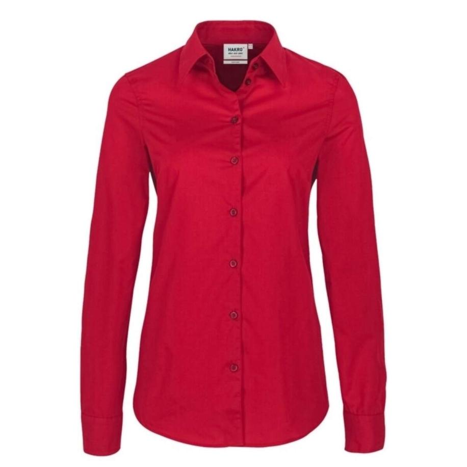 HAKRO Dames Overhemd rood, Effen Rood