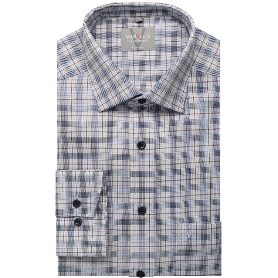 Marvelis Overhemd marine, Ruit Blauw