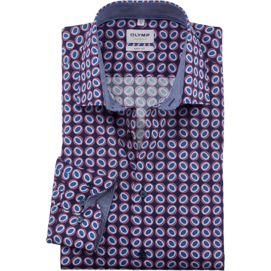 OLYMP Level Five Overhemd blauw/roze, Motief Multicolor