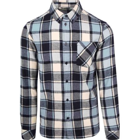 KnowledgeCotton Apparel Overhemd Lichtblauw Geruit