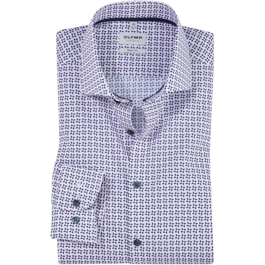 OLYMP Level Five Overhemd blauw/roze, Motief Multicolor