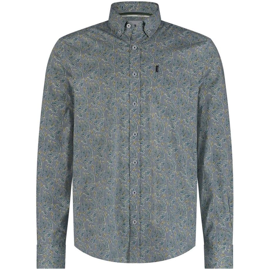 State Of Art Overhemd Poplin Print Groen Groen