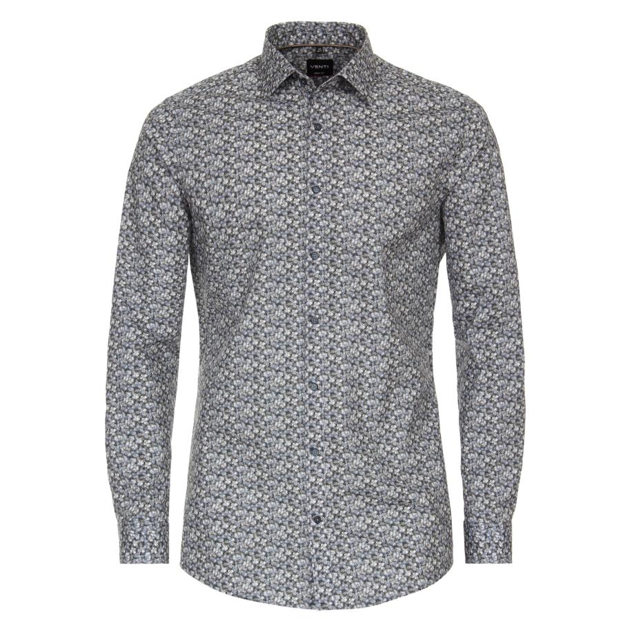 Venti Overhemd blauw, Bedrukt Blauw