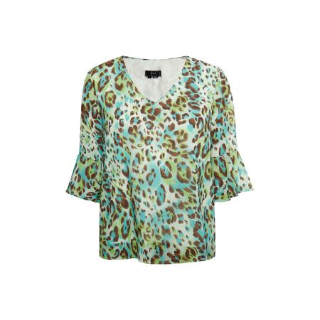 Faina faina Blouse turquoise / bruin / groen / wit