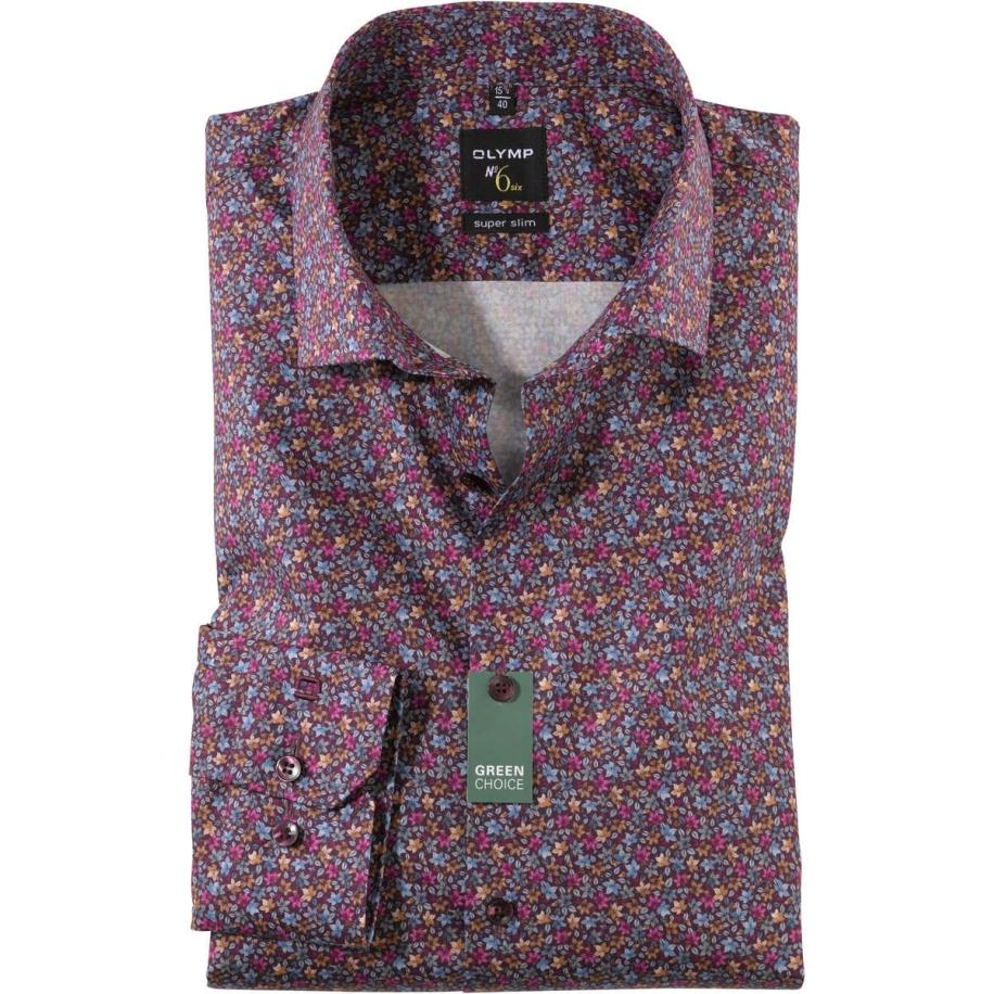 OLYMP No. Six Overhemd granaat, Motief Rood