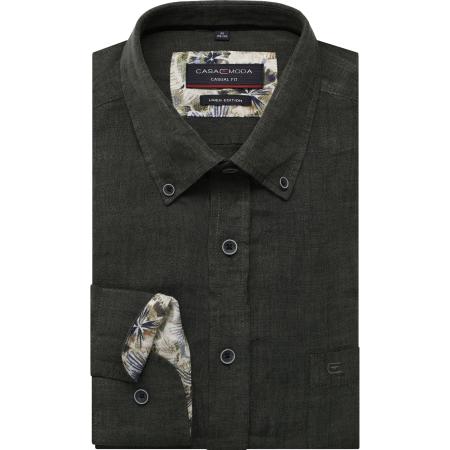 Casa Moda Linnen Overhemd groen, Effen