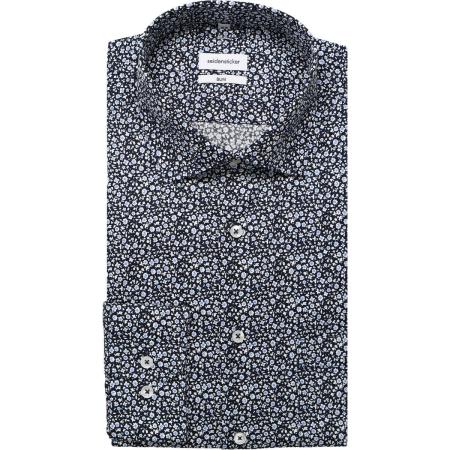 Seidensticker Overhemd donkerblauw, Bedrukt