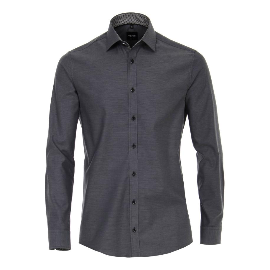 Venti Overhemd antraciet, Effen Grijs