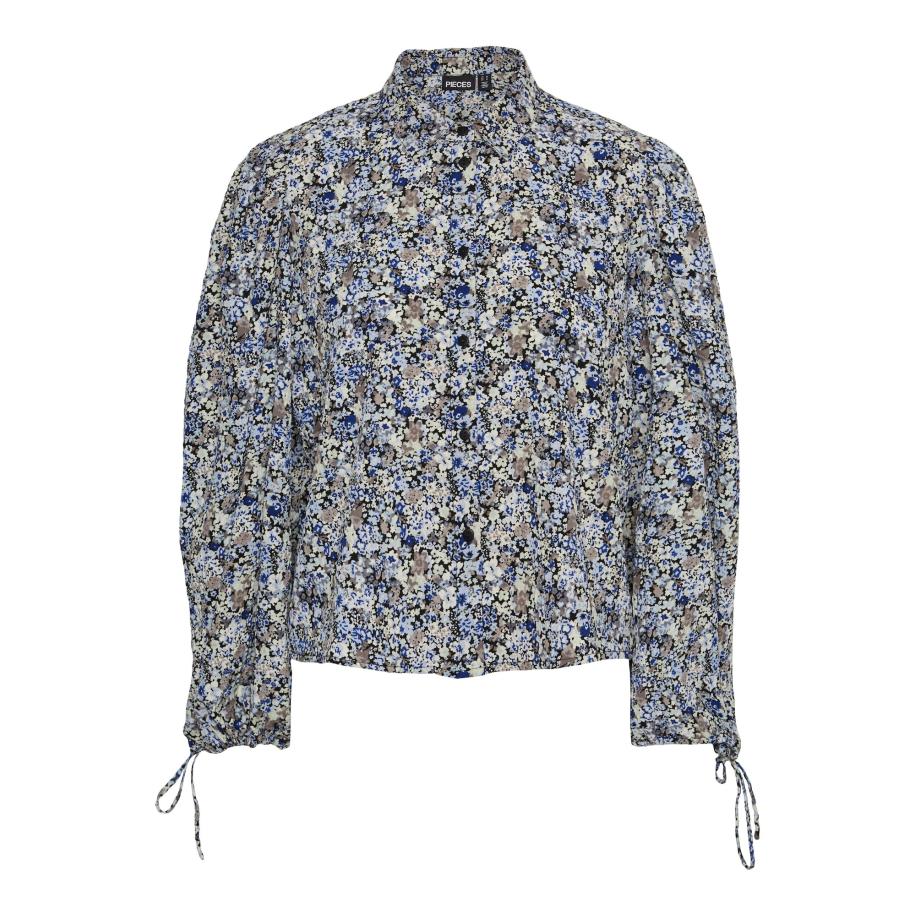 Pieces PIECES Blouse DIRASI ecru / blauw / stone grey / zwart -