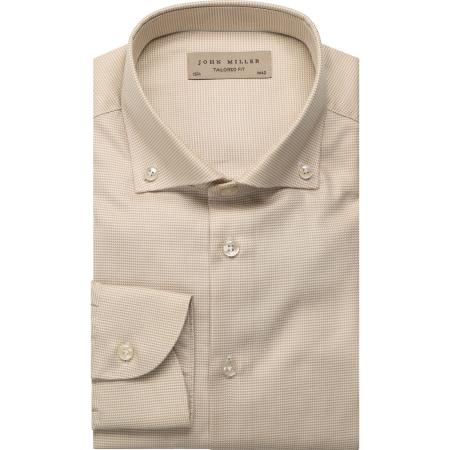 John Miller Overhemd bruin, Pied De Poule