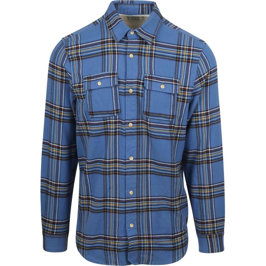 Scotch and Soda Flanel Overhemd Blauw Blauw