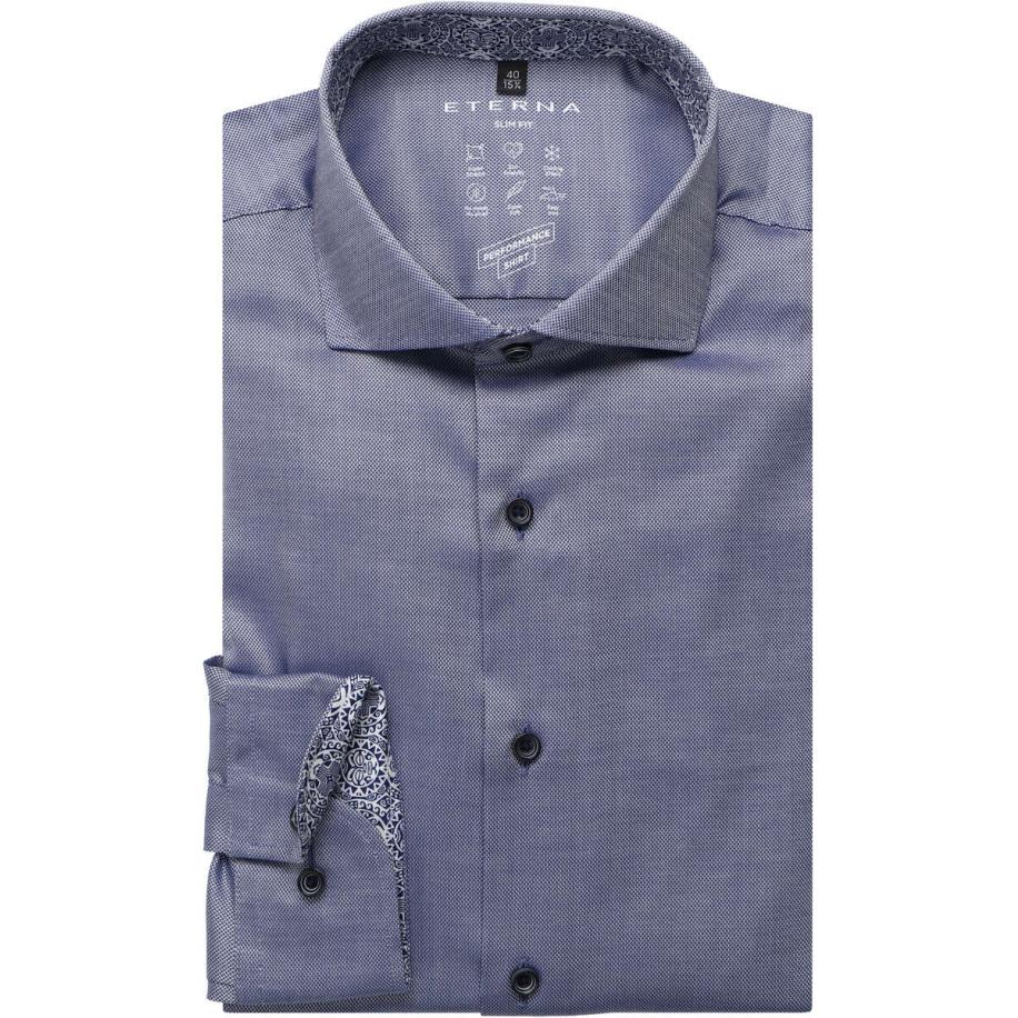 ETERNA Performance Overhemd marine, Gestructureerd Blauw