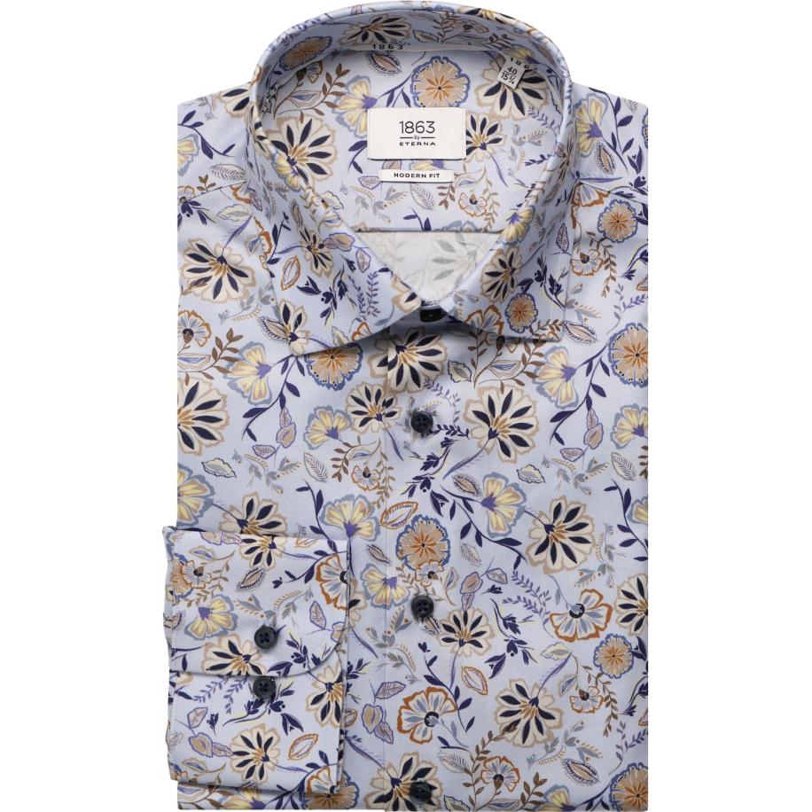 ETERNA 1863 Overhemd hemelsblauw, Bedrukt Blauw