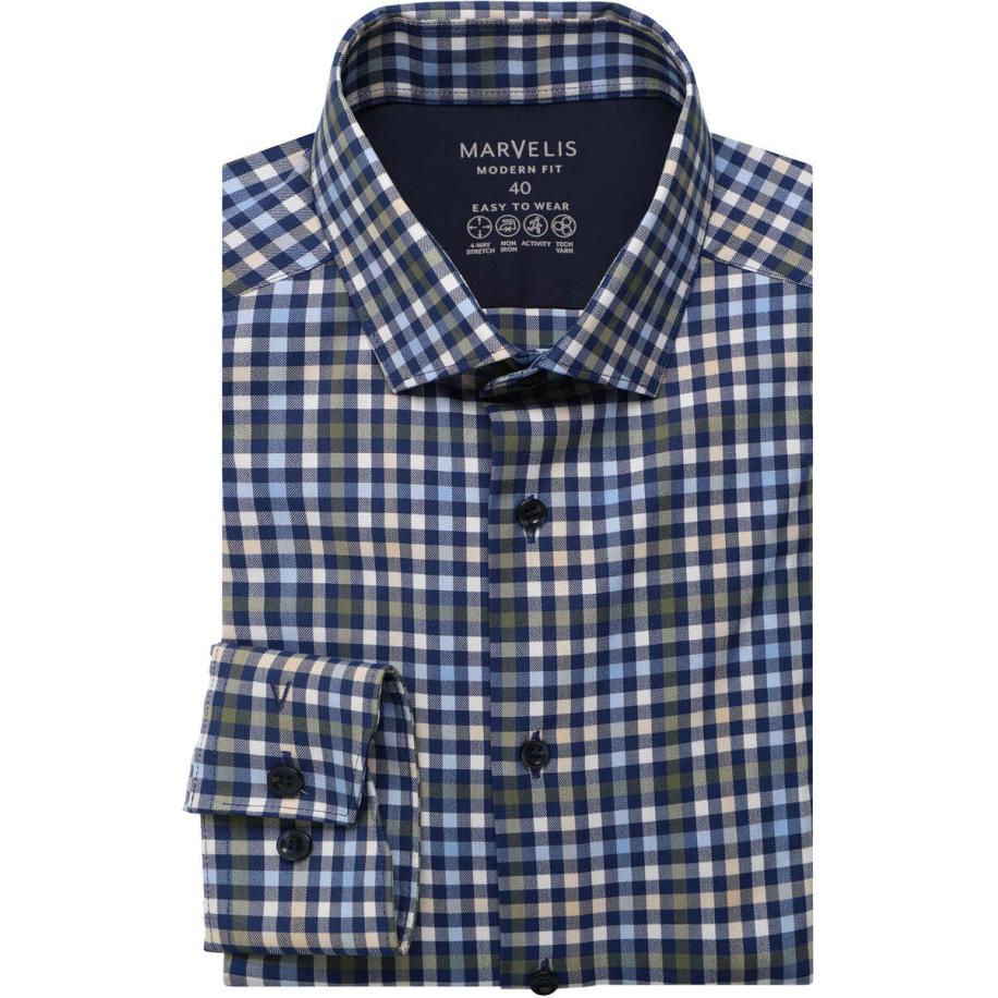 Marvelis Performance Overhemd groen, Ruit Groen