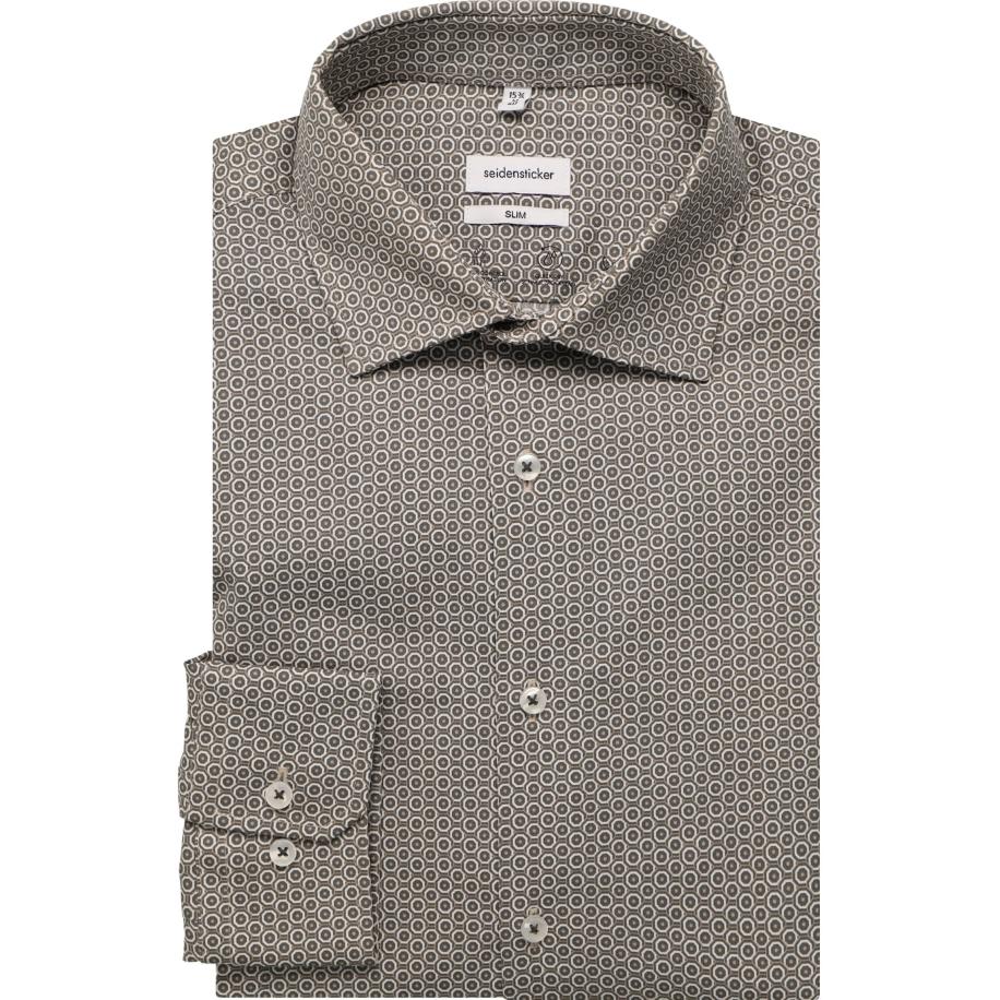 Seidensticker Overhemd grijs, Bedrukt Grijs