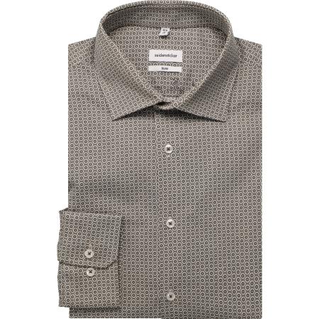 Seidensticker Overhemd grijs, Bedrukt