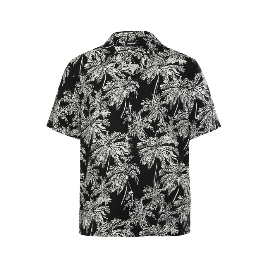 men plus Men Plus Overhemd pasteelgeel / zwart -