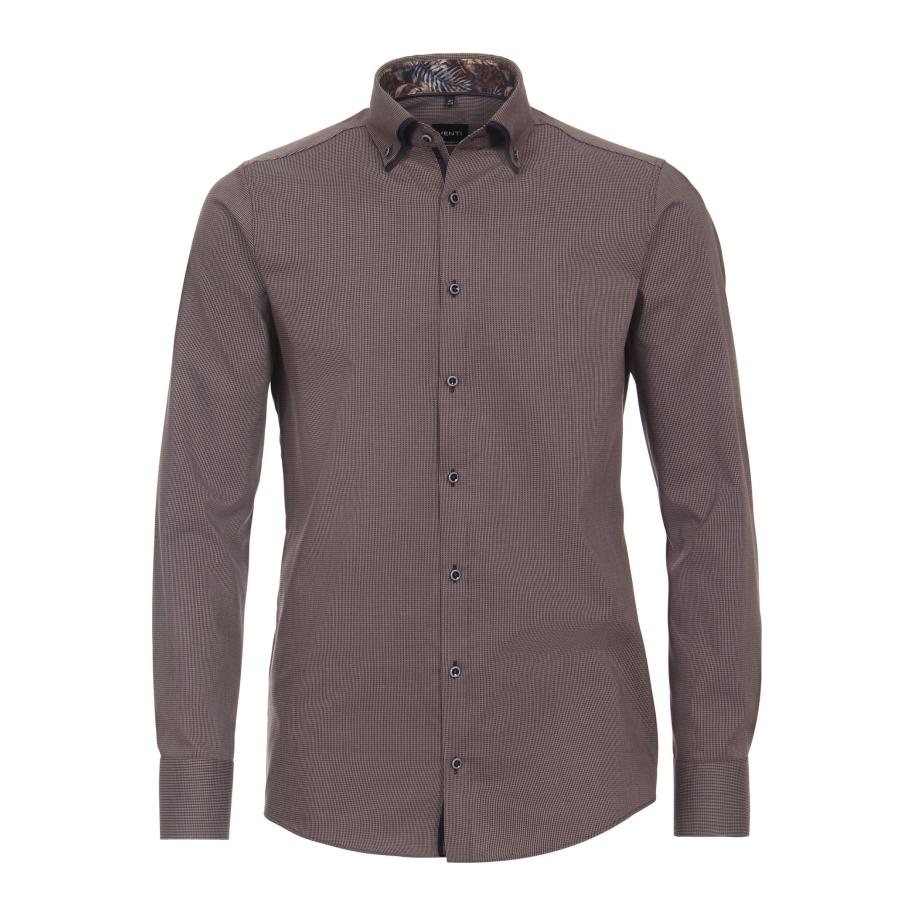 Venti Overhemd bruin, Faux-uni Bruin
