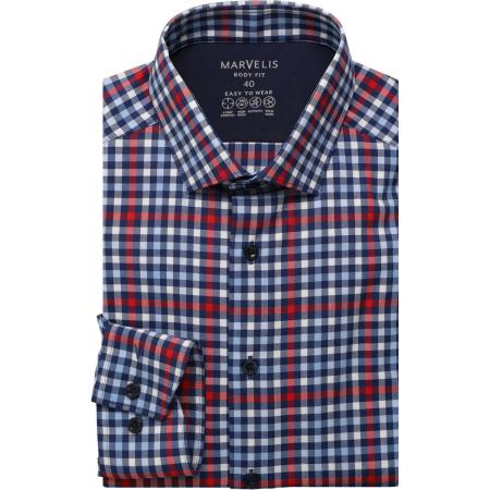 Marvelis Performance Overhemd rood, Ruit