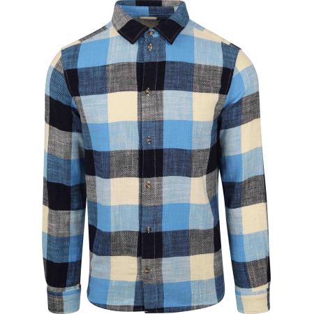 KnowledgeCotton Apparel Overhemd Blauw Ruiten