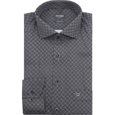 Olymp Luxor Overhemd Print Antraciet