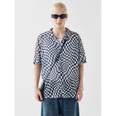 VAMOS CLO Overhemd zwart / wit