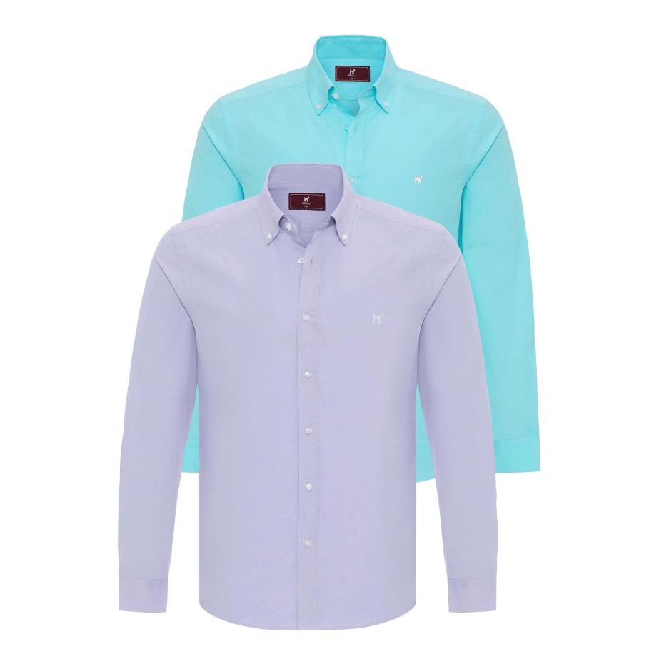Williot Williot Overhemd groen / lichtlila -