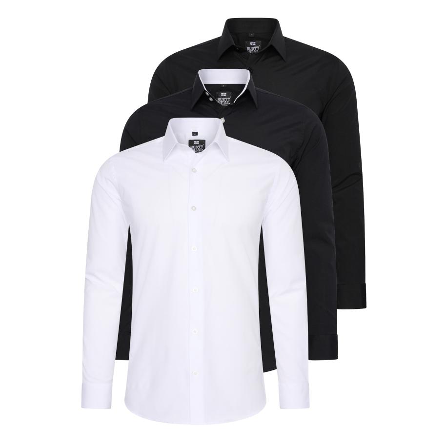 Rusty Neal Rusty Neal Overhemd zwart / wit -