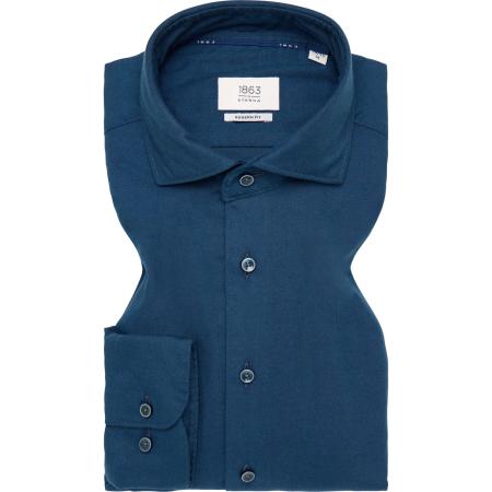 ETERNA 1863 Flanellen Overhemd blauw, Effen