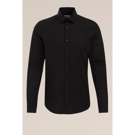 Fundamentals heren tall fit anti-odour overhemd met stretch - Slim/Tall fit - Zwart - Katoen - Maat: L