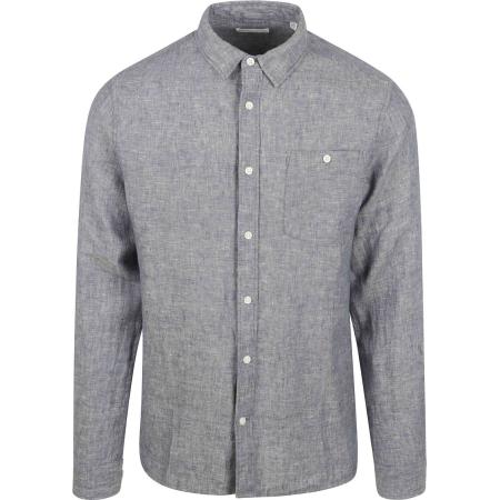 KnowledgeCotton Apparel Overhemd Linnen Vintage Indigo