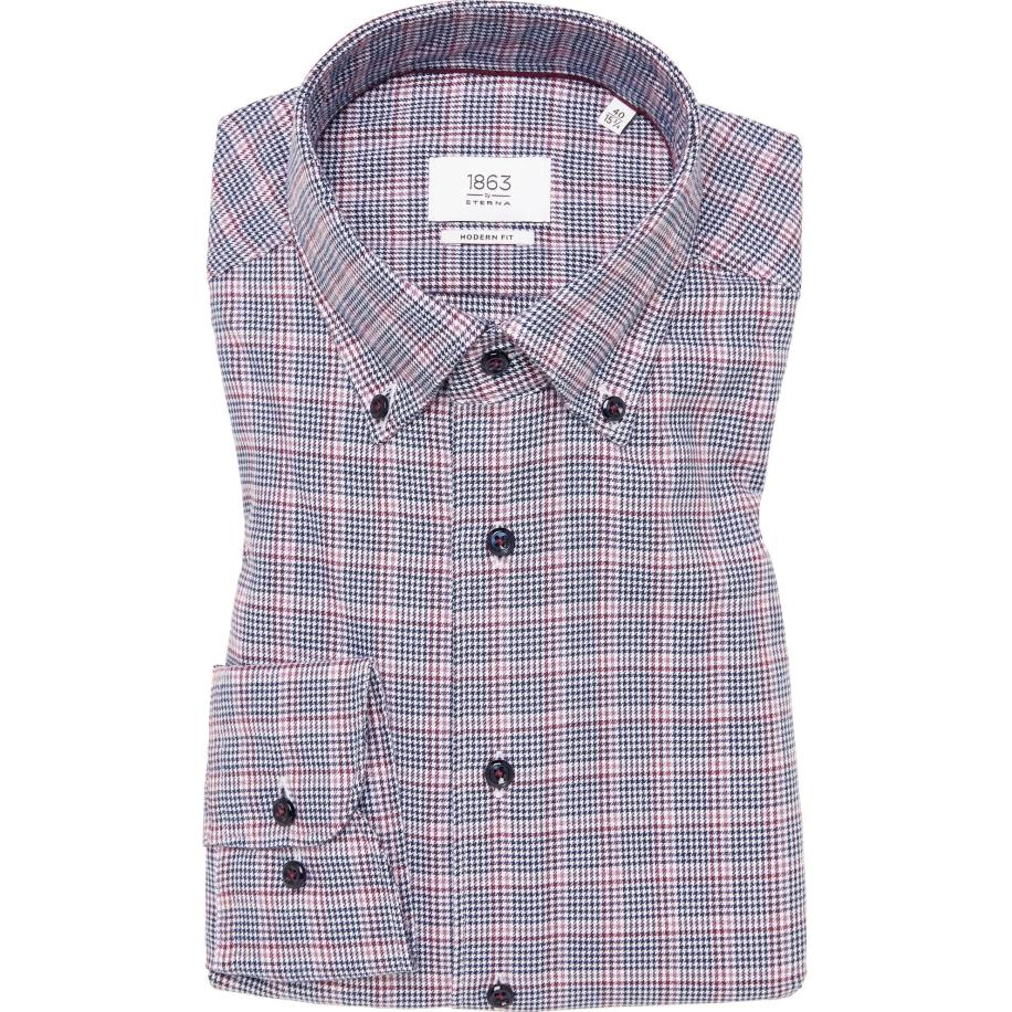 ETERNA 1863 Flanellen Overhemd bordeaux, Ruit Rood