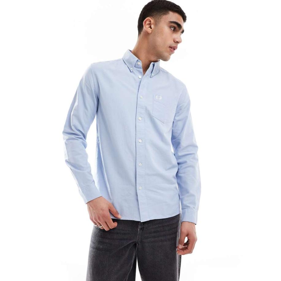 Fred Perry - Oxford overhemd in lichtblauw Blauw