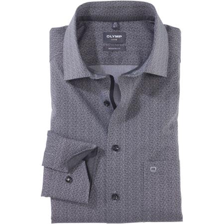 OLYMP Luxor Overhemd zwart, Bedrukt