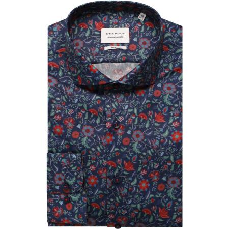 ETERNA Overhemd marine, Bedrukt