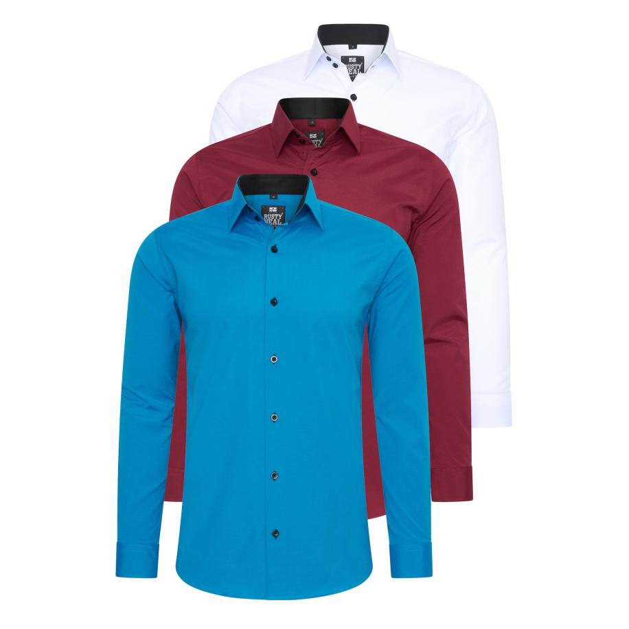 Rusty Neal Rusty Neal Overhemd blauw / donkerrood / wit -