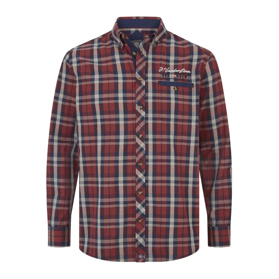 Jan Vanderstorm Overhemd donkerrood, Ruit Rood